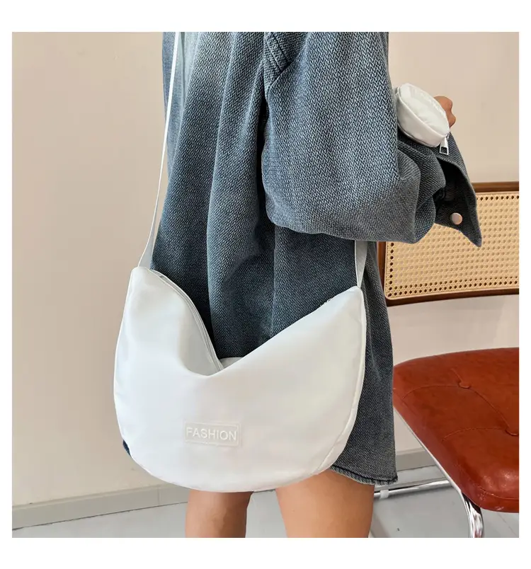 Women's Crescent Shoulder Bag Green Canvas Large Capacity — feature 30