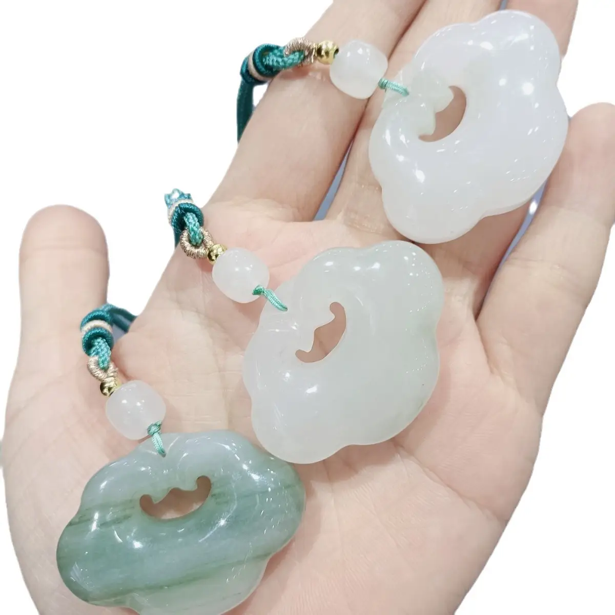 Tianshan Cui Ruyi Double Sided Jade Pendant Set - Image 2