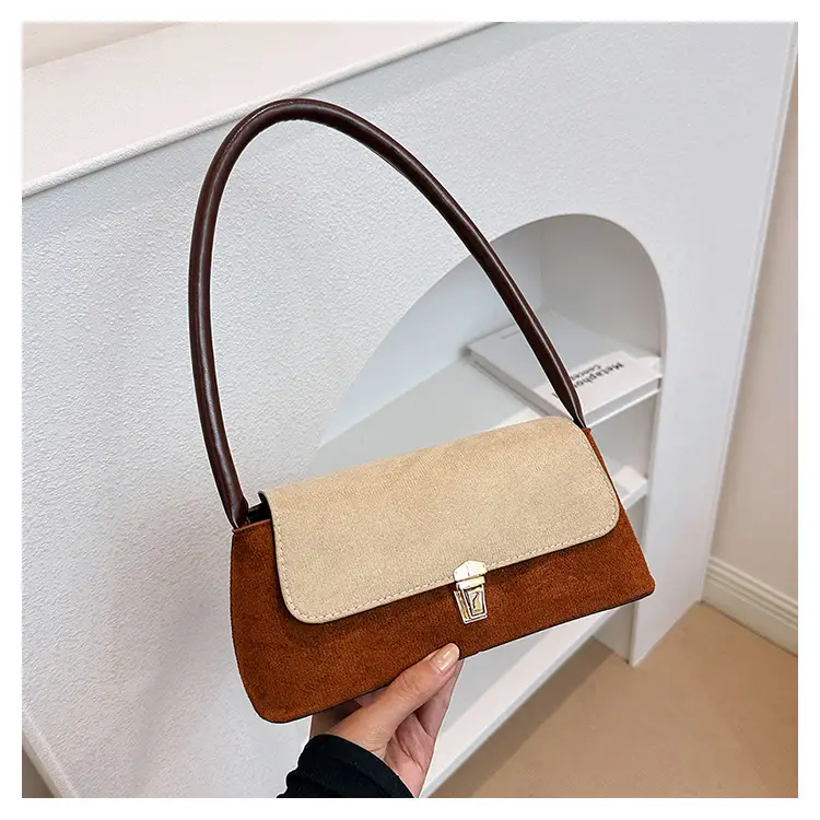 Women's Frosted Shoulder Bag Black Beige Buckle Closure — feature 24