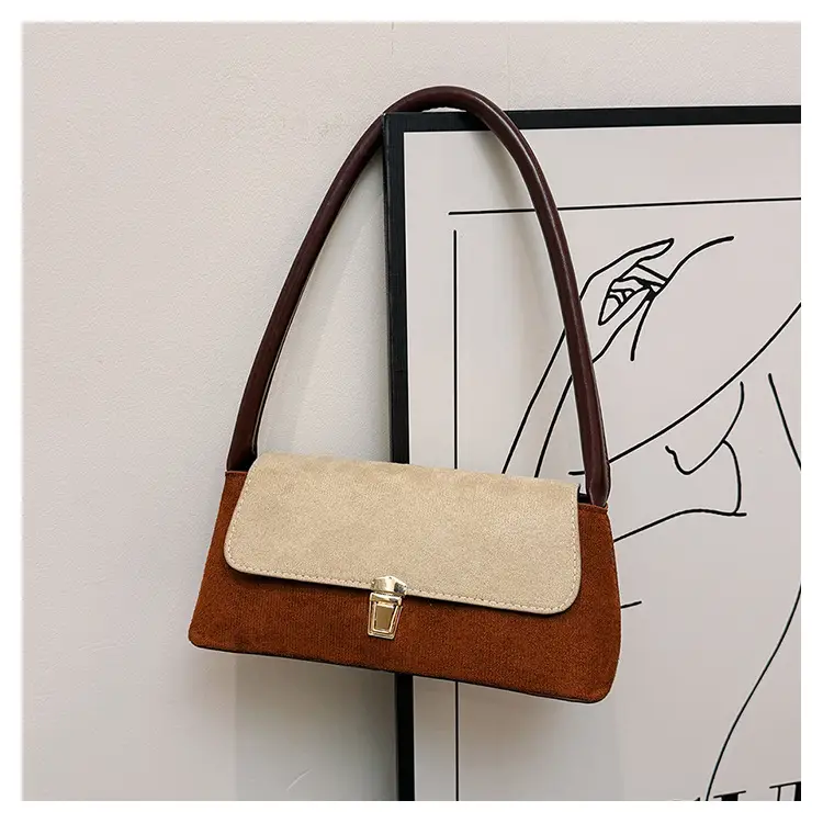 Women's Frosted Shoulder Bag Black Beige Buckle Closure — feature 25