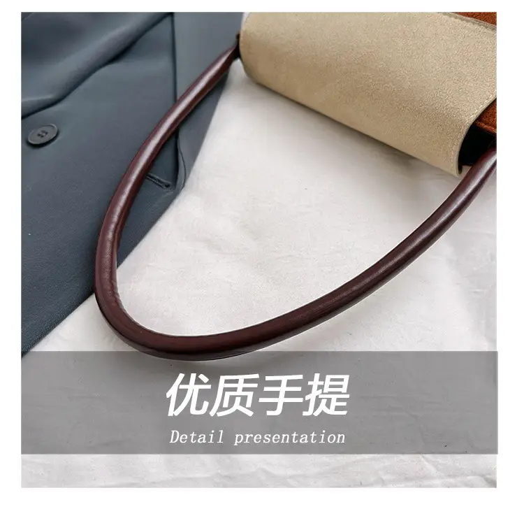 Women's Frosted Shoulder Bag Black Beige Buckle Closure — feature 7