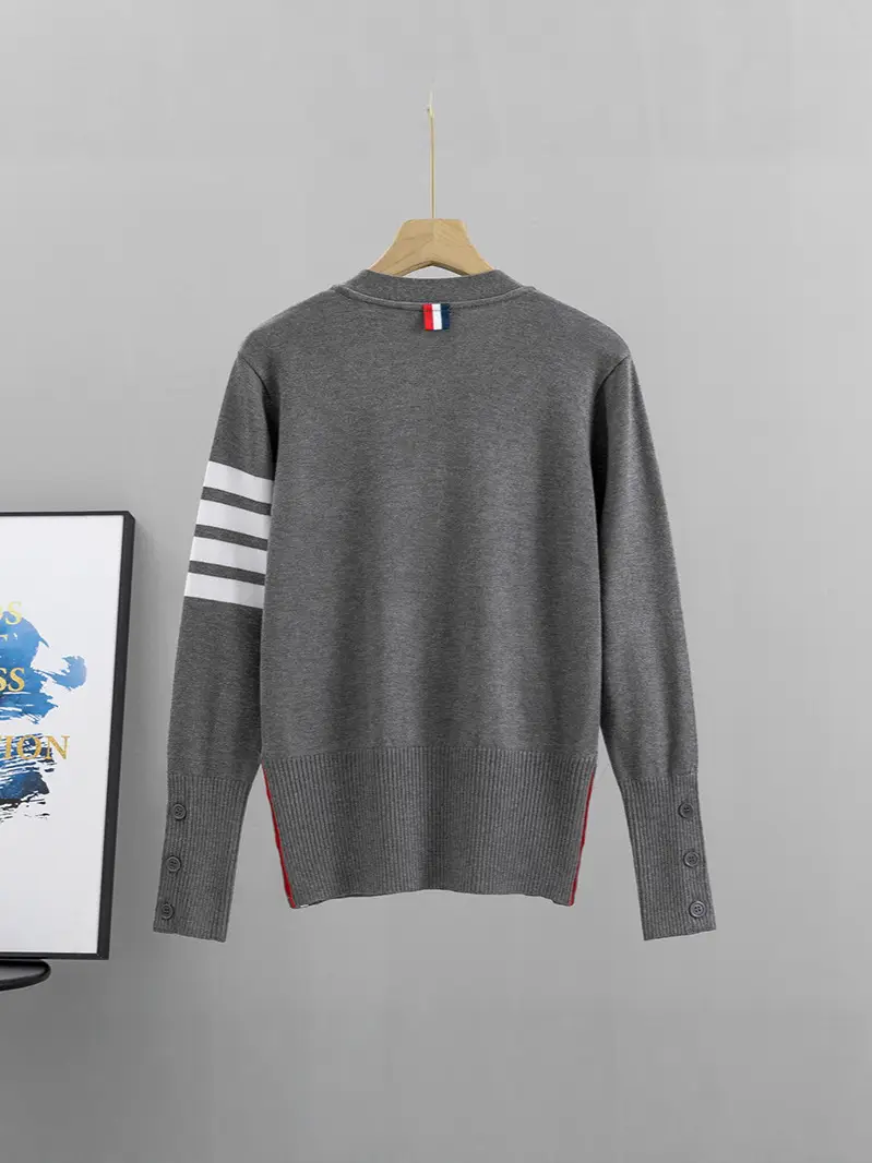 Gray Cardigan Set for Men Women Spring Autumn Loose Fit