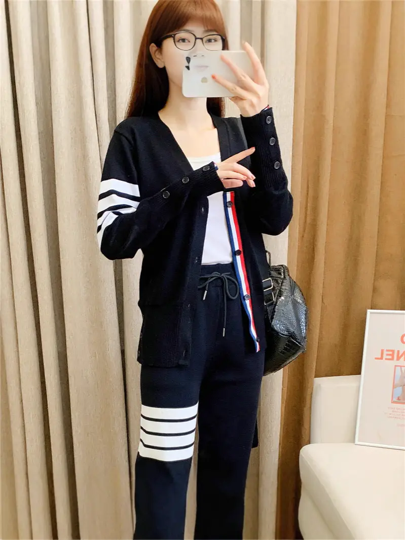 Gray Cardigan Set for Men Women Spring Autumn Loose Fit