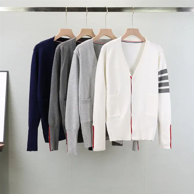 Gray Cardigan Set for Men Women Spring Autumn Loose Fit — feature 3