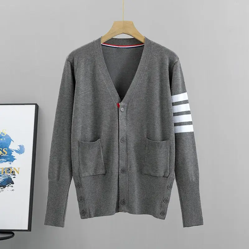 Gray Cardigan Set for Men Women Spring Autumn Loose Fit — feature 4