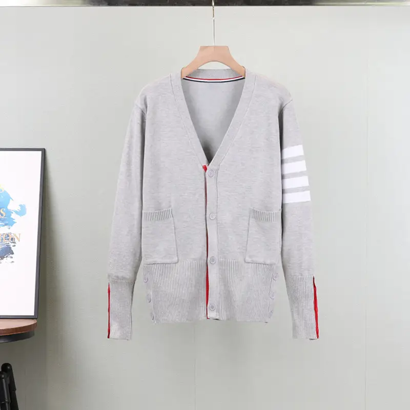 Gray Cardigan Set for Men Women Spring Autumn Loose Fit