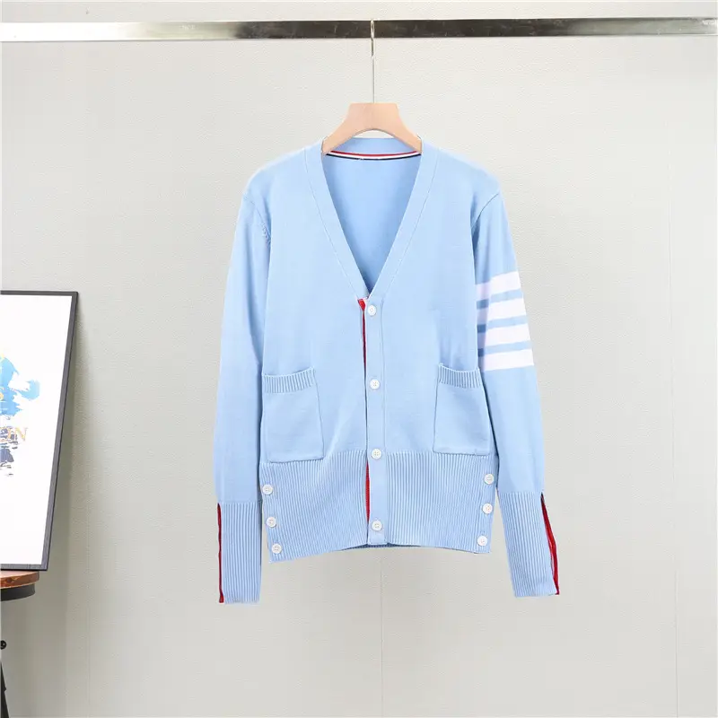 Gray Cardigan Set for Men Women Spring Autumn Loose Fit