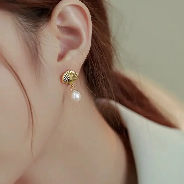 French Style Pearl Earrings S925 Silver Pin - Image 3