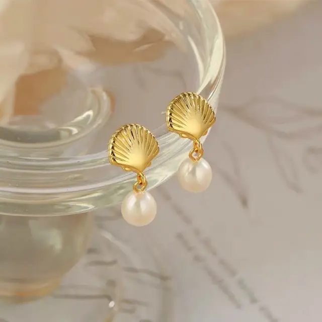 French Style Pearl Earrings S925 Silver Pin - Image 5
