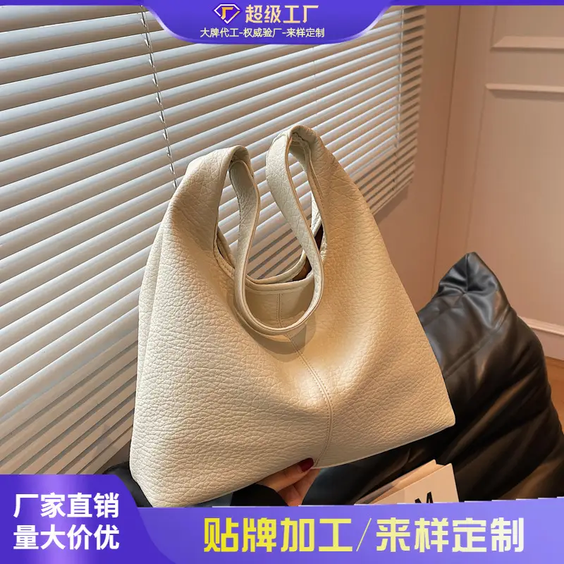 Women Large Capacity Tan Leather Tote Bag 2023 - Image 5