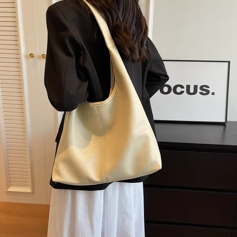 Women Large Capacity Tan Leather Tote Bag 2023 - Image 8