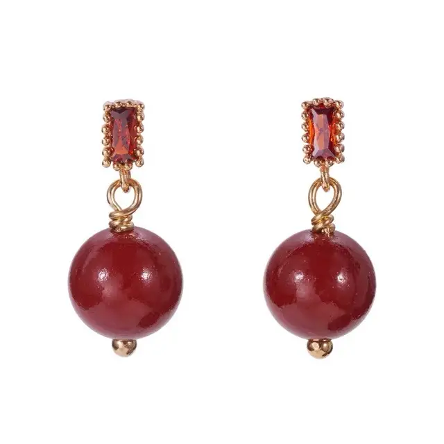 Purple Cinnabar Earrings Red Zircon Elegant Red Gift