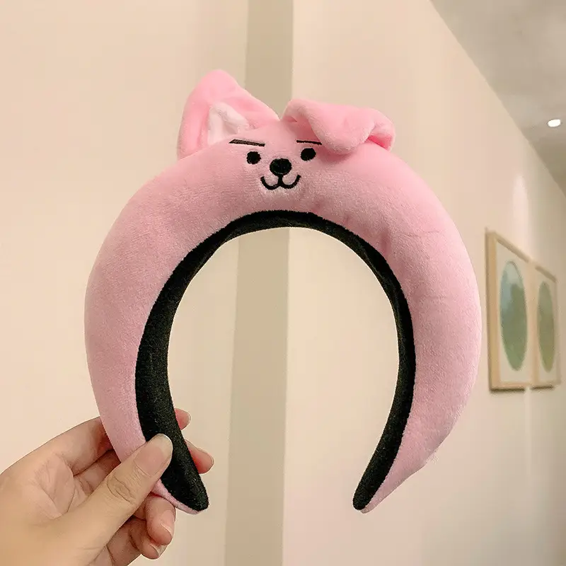 Cute Cartoon Headband for Women Pink Furry - Image 3