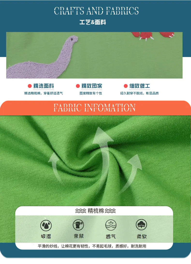 2025 Boys T-shirt Green Dinosaur Print Short Sleeve β feature 6