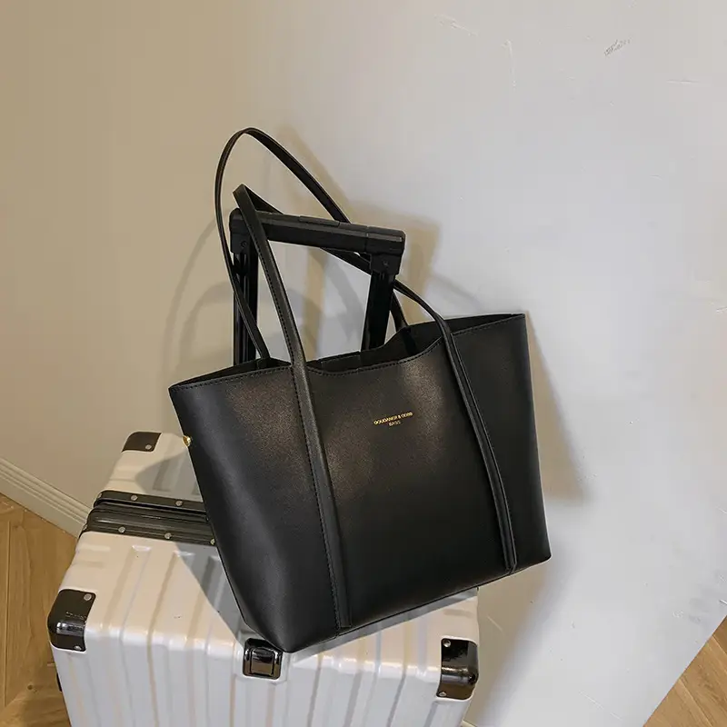 Black Leather Tote Bag for Women 2023 Winter - Image 4