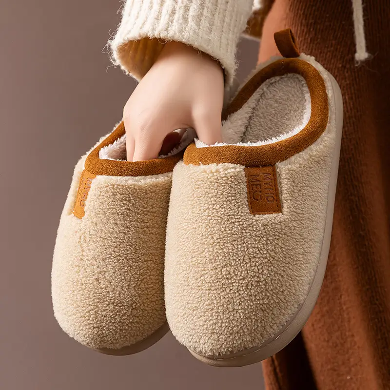 Thick Plush Cotton Slippers for Women 2025 New Autumn and Winter Indoor Non-Slip Warm Eva Home Cotton Slippers for Men