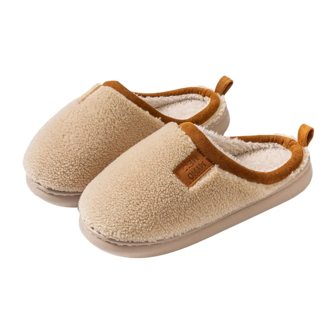 Thick Plush Cotton Slippers for Women 2025 New Autumn and Winter Indoor Non-Slip Warm Eva Home Cotton Slippers for Men