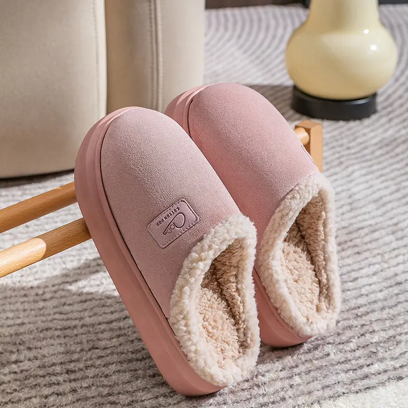 Thick Plush Cotton Slippers for Women 2025 New Autumn and Winter Indoor Non-Slip Warm Eva Home Cotton Slippers for Men