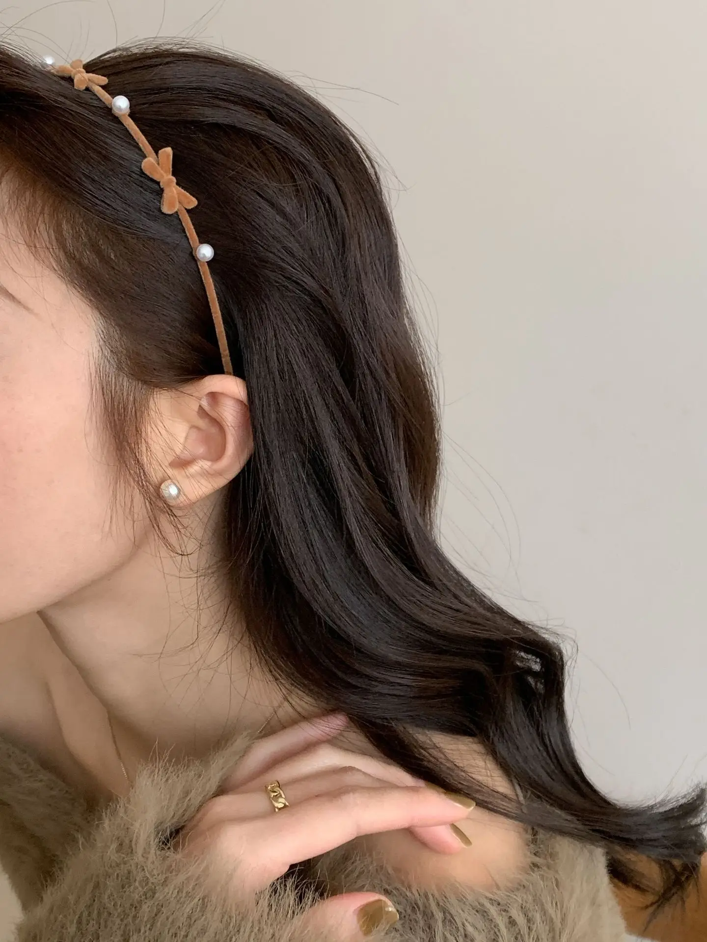 Pearl Bow Headband for Women Autumn Winter — feature 10