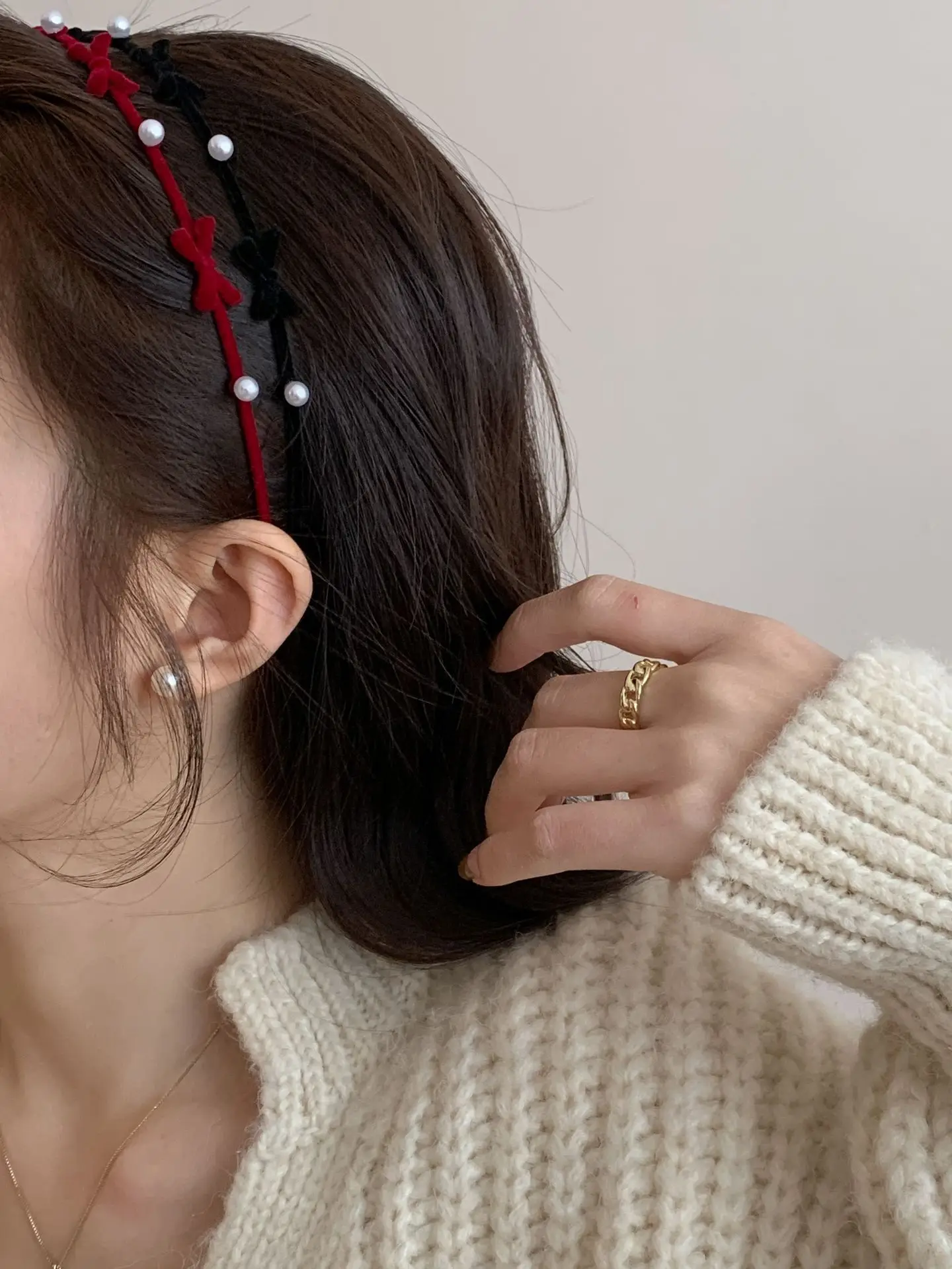 Pearl Bow Headband for Women Autumn Winter — feature 11