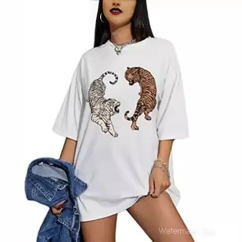 Tiger Print Plus Size Green Tee with Good Vibes Design - Image 21