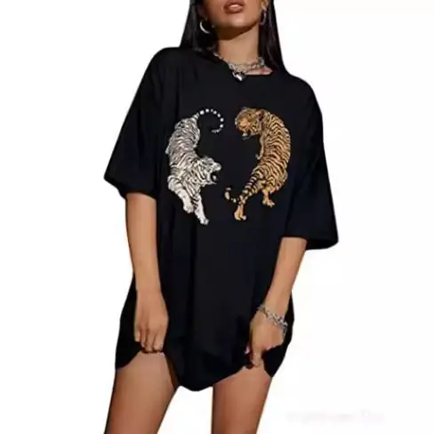 Tiger Print Plus Size Green Tee with Good Vibes Design - Image 22