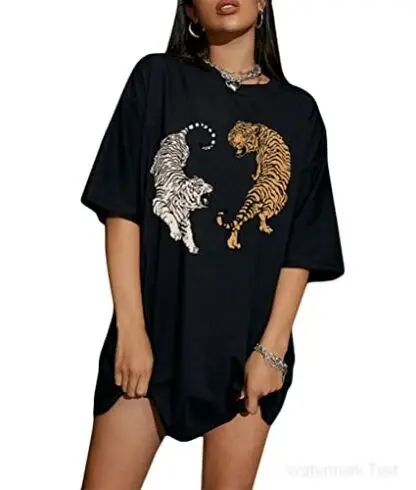 Tiger Print Plus Size Green Tee with Good Vibes Design - Image 2