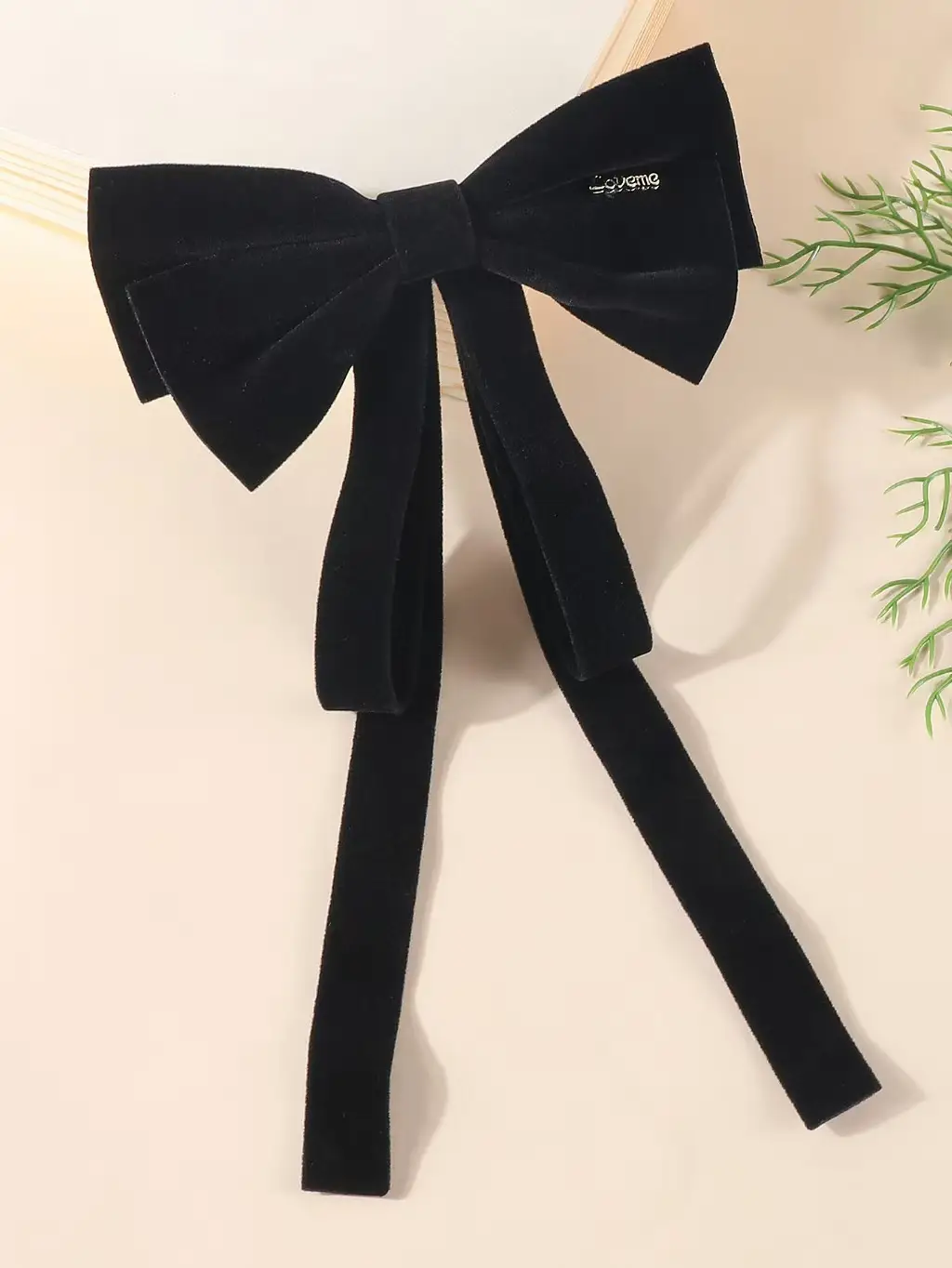 Velvet Spring Clip Bow Red with Pearl Trim