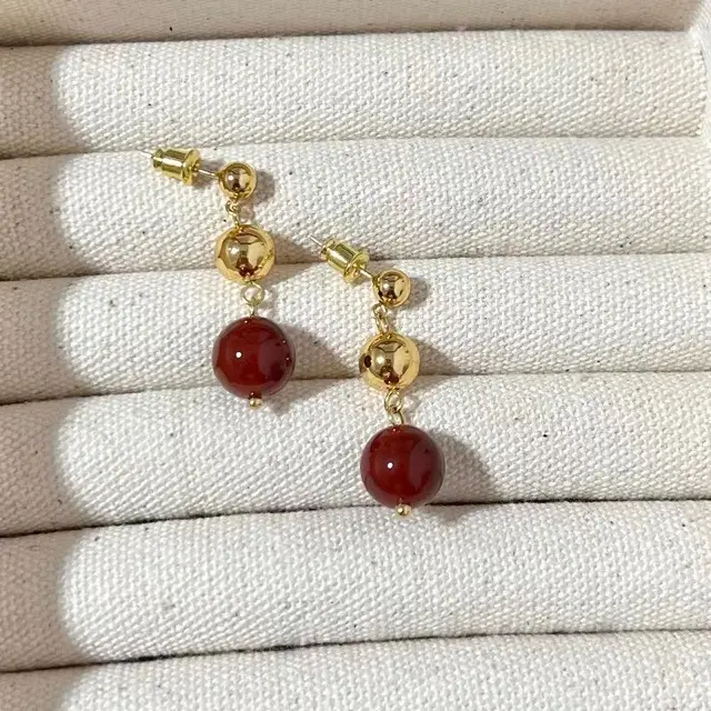 Natural Agate Gold Beads Earrings for Women