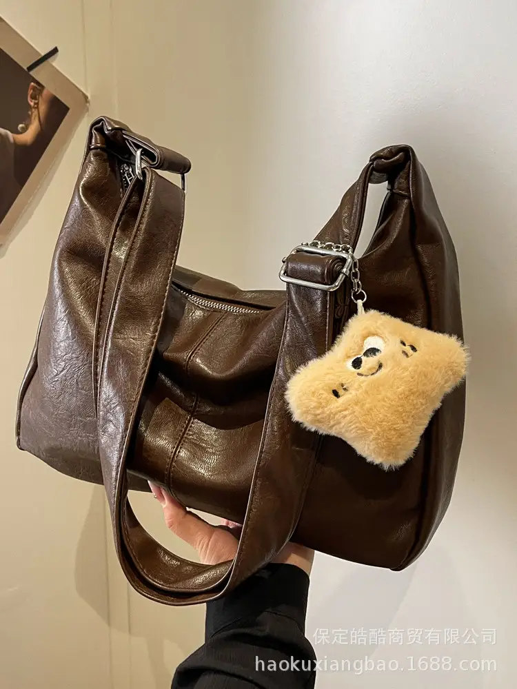 Women Large Capacity Brown Leather Shoulder Bag 2023 - Image 13