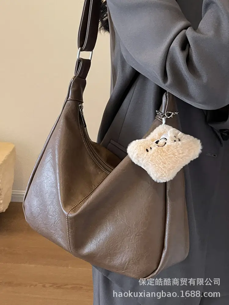 Women Large Capacity Brown Leather Shoulder Bag 2023 - Image 15