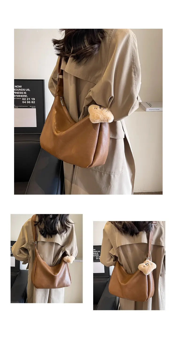 Women Large Capacity Brown Leather Shoulder Bag 2023 — feature 10