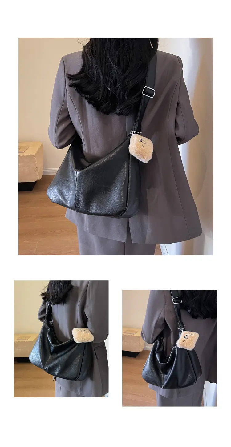 Women Large Capacity Brown Leather Shoulder Bag 2023 — feature 11