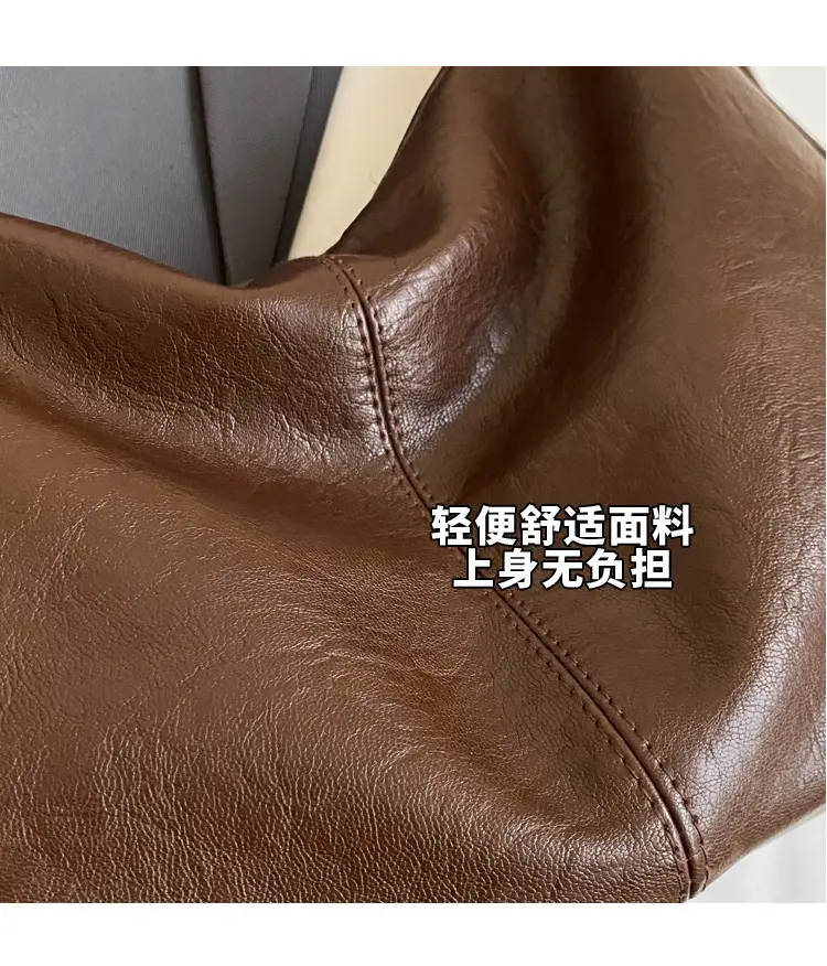 Women Large Capacity Brown Leather Shoulder Bag 2023 — feature 4