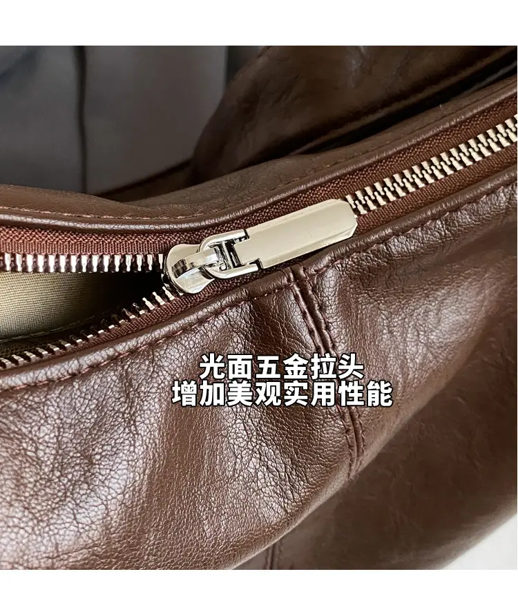 Women Large Capacity Brown Leather Shoulder Bag 2023 — feature 5