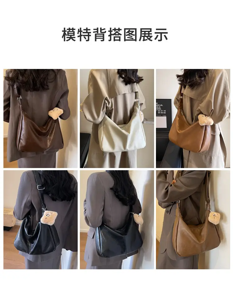 Women Large Capacity Brown Leather Shoulder Bag 2023 — feature 7