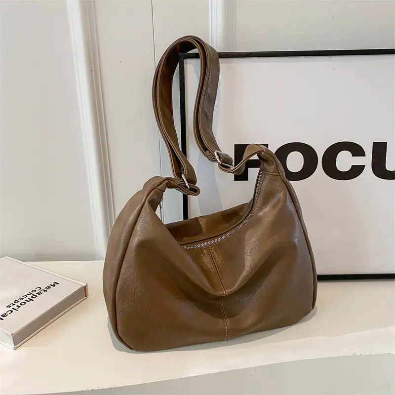 Women Large Capacity Brown Leather Shoulder Bag 2023 - Image 10