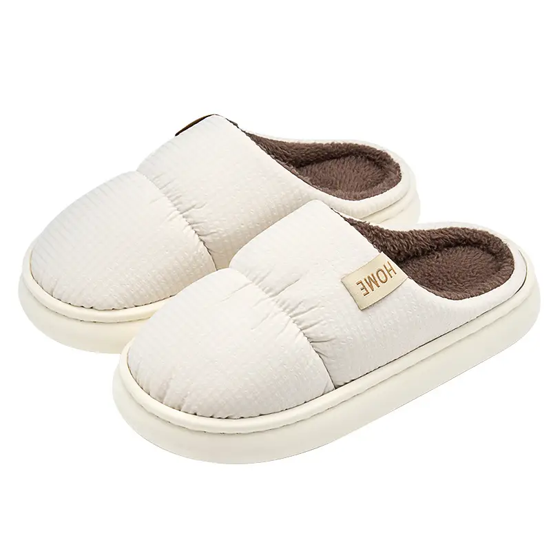Warm Cotton Slippers with Heel for Men, Winter Indoor Home Use, Thick-Soled Non-Slip Warm Plush Cotton Shoes for Women, Suitable for Outdoor Wear