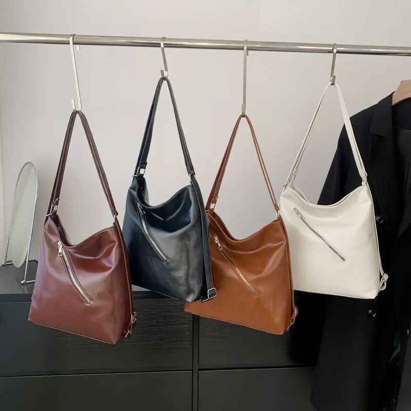 Brown Leather Women's Large Capacity Shoulder Messenger Bag - Image 8