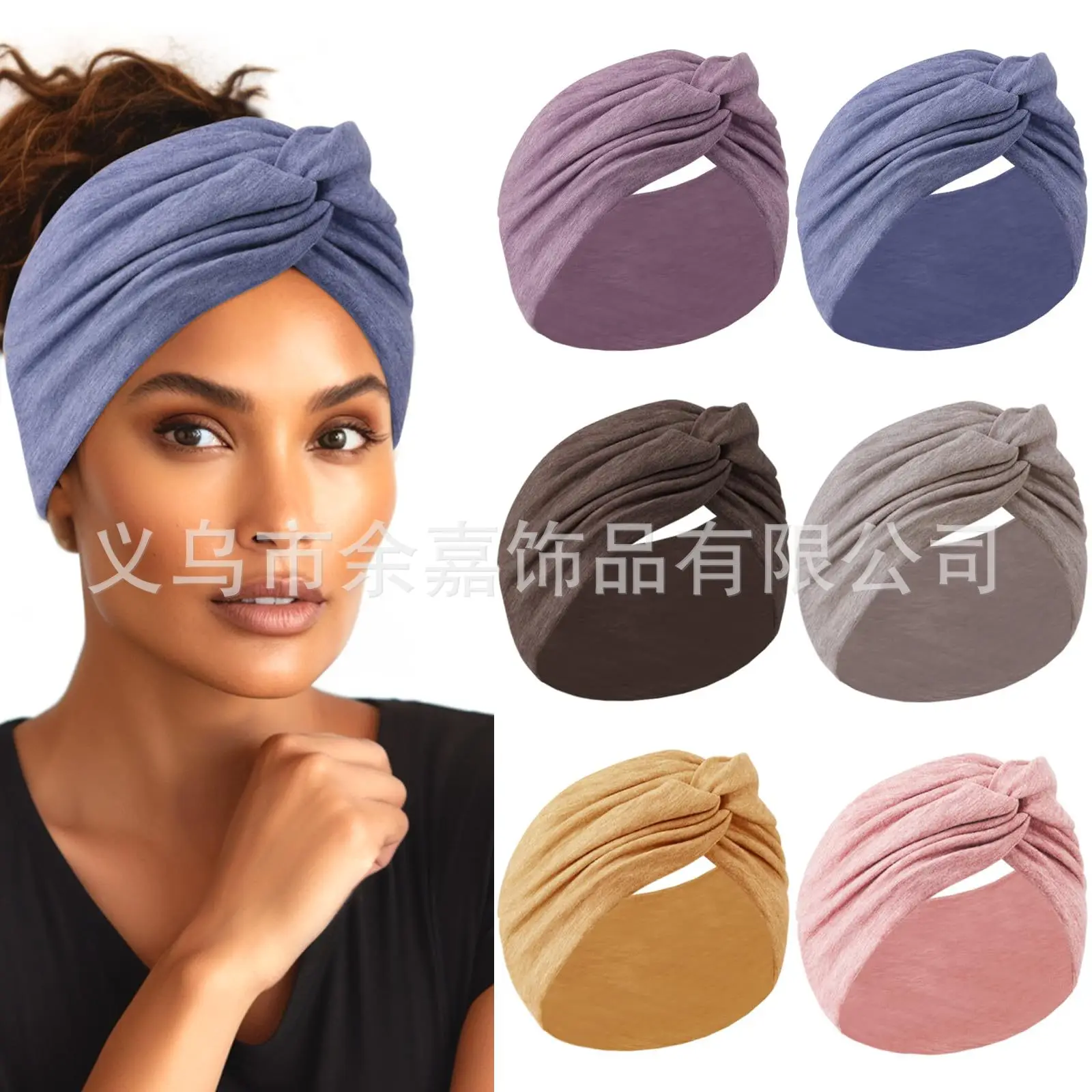 Women's Pure Cotton Yoga Headband with Knot Black White - Image 21