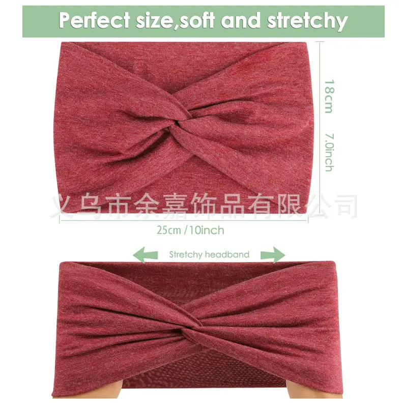 Women's Pure Cotton Yoga Headband with Knot Black White — feature 5