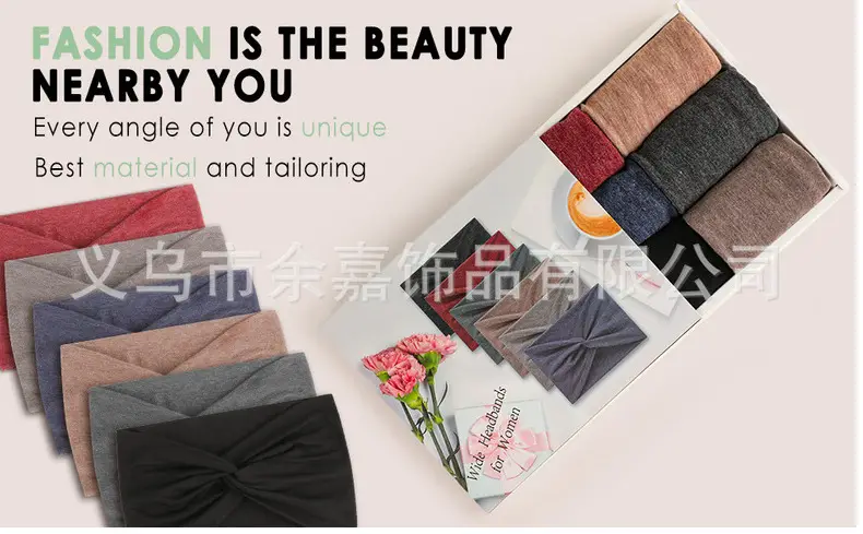 Women's Pure Cotton Yoga Headband with Knot Black White — feature 9