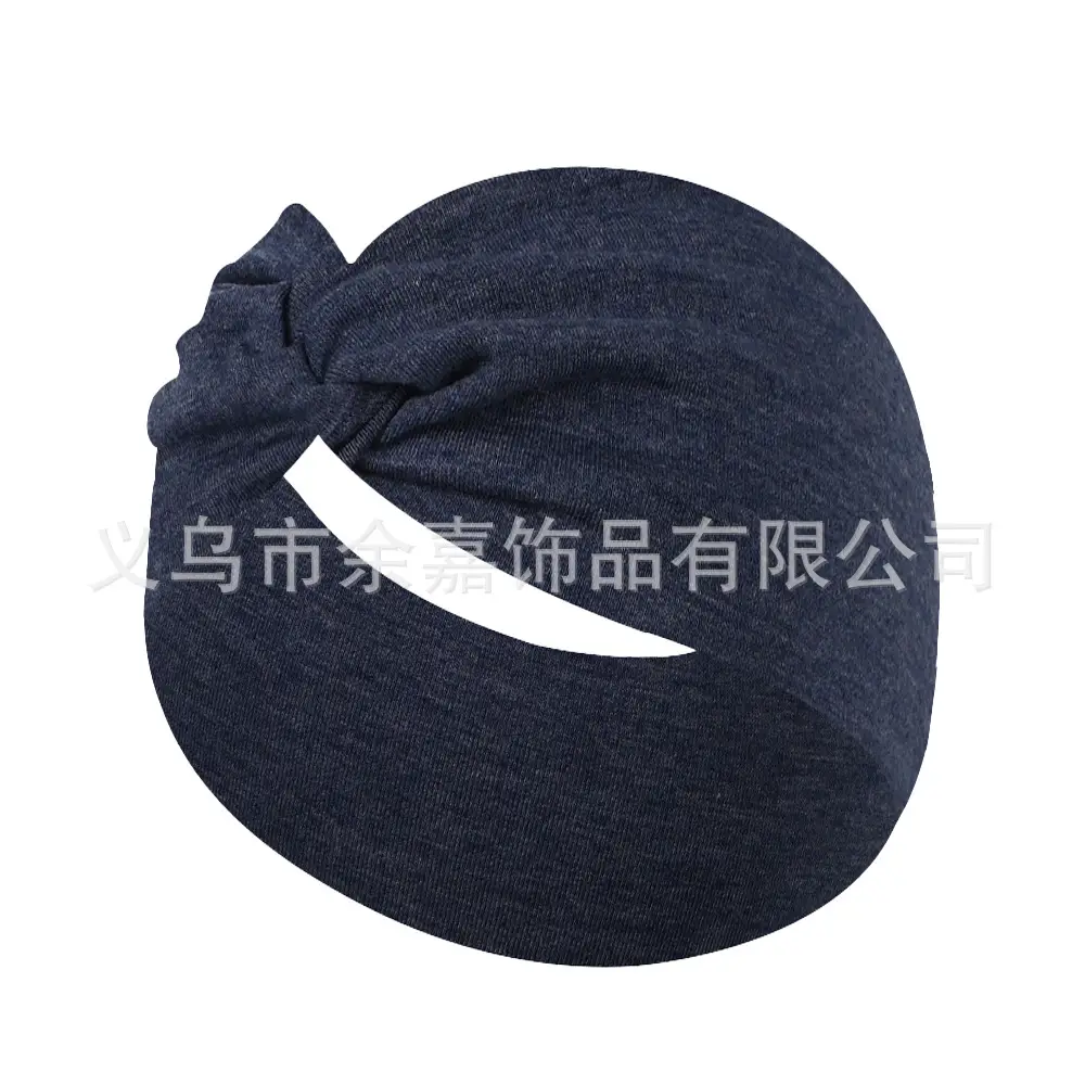 Women's Pure Cotton Yoga Headband with Knot Black White - Image 2