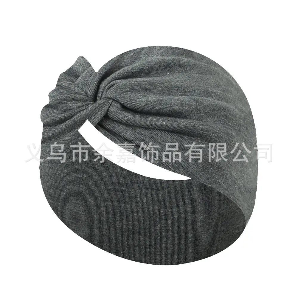 Women's Pure Cotton Yoga Headband with Knot Black White - Image 3