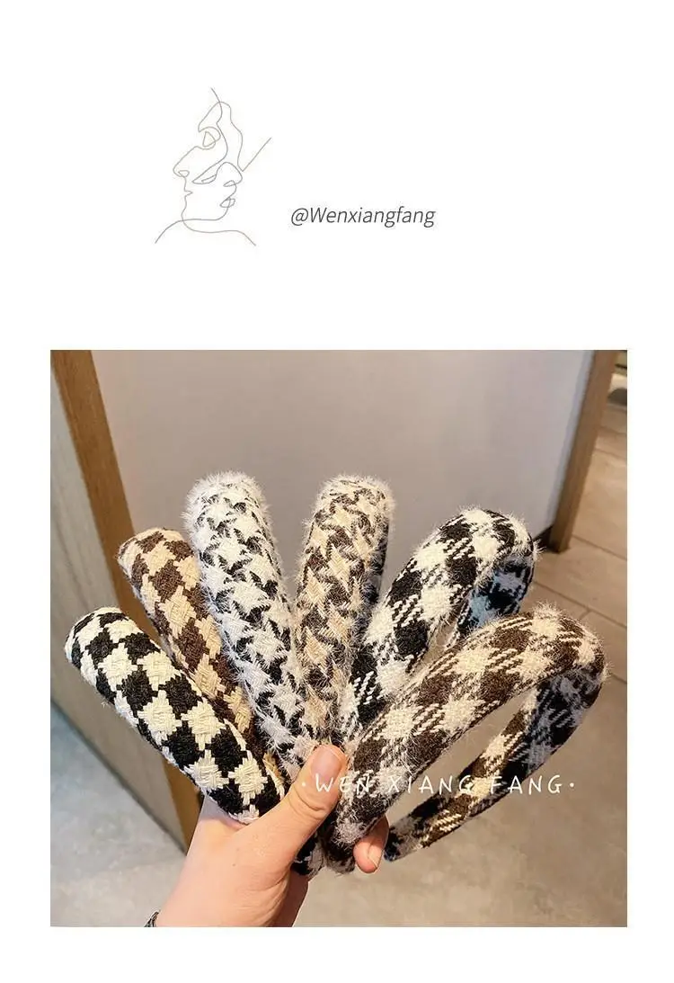 Korean Retro Houndstooth Headband Women Face Wash — feature 1