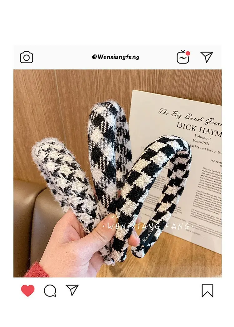 Korean Retro Houndstooth Headband Women Face Wash — feature 2