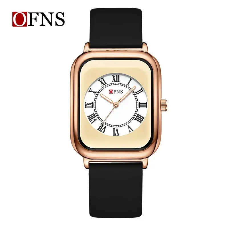 Women's Quartz Watch with Rose Gold Case & Black Strap - Image 2