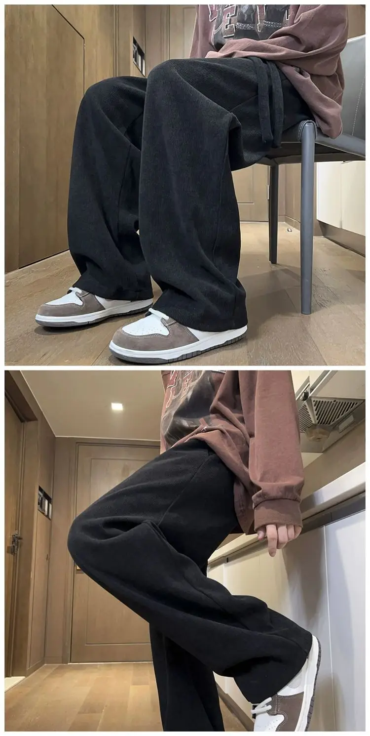American Retro White Loose Pants Men's Winter Casual — feature 10