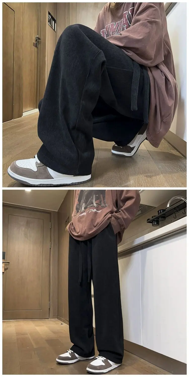 American Retro White Loose Pants Men's Winter Casual — feature 11