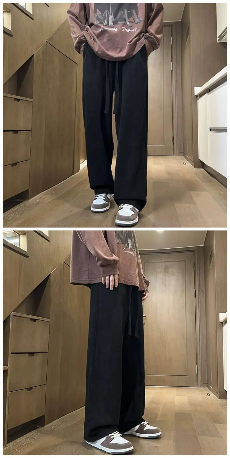 American Retro White Loose Pants Men's Winter Casual — feature 12